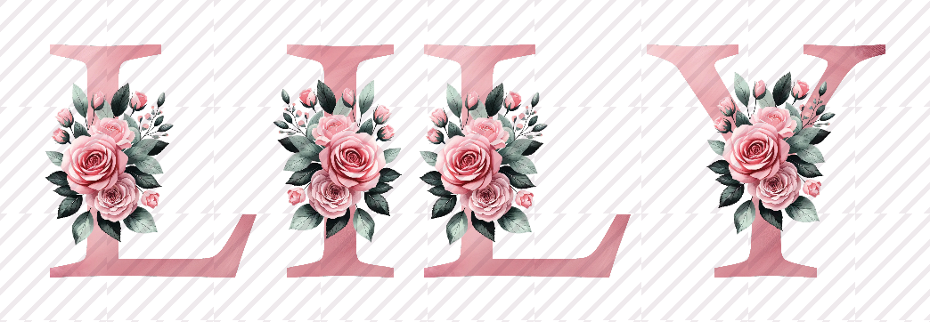 Personalized pink floral name print for Lily