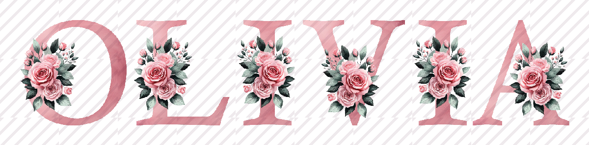 Printable floral baby name wall art example for Olivia